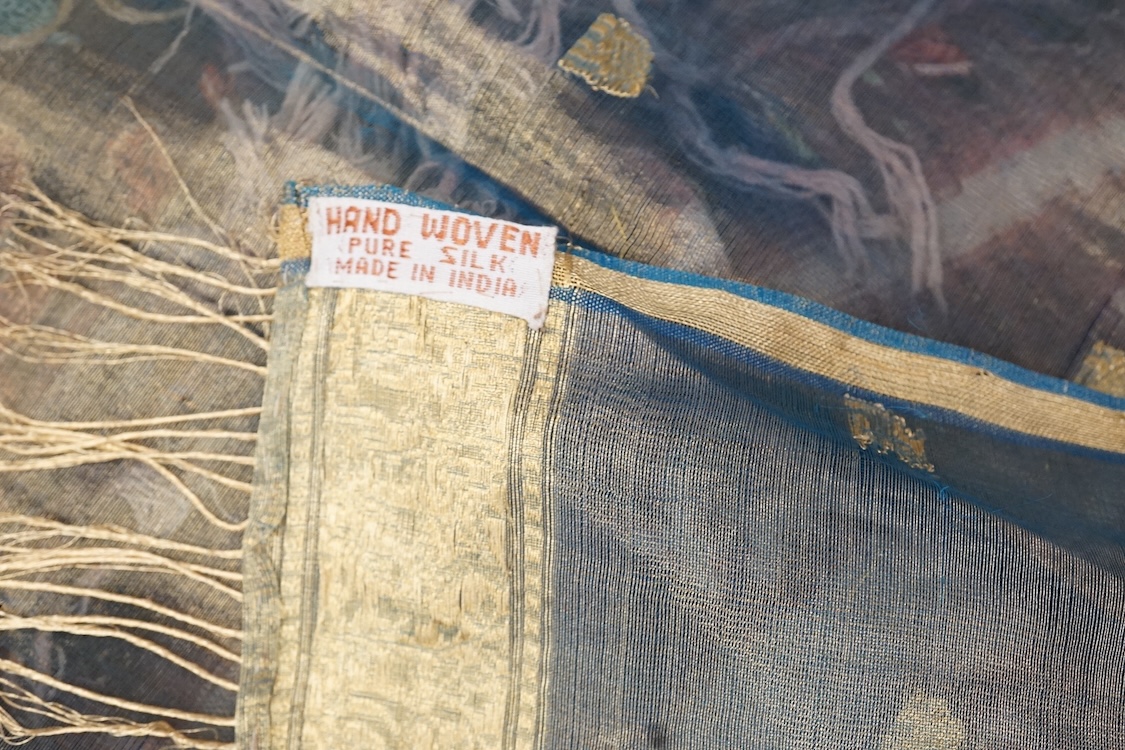 A Sumbanese shoulder cloth, an Indian chain stitch panel and a finely woven silk stole
